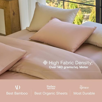 DOZ Duvet Cover Set, 100% Viscose derived from Bamboo, Organically Grown, Buttery Soft, Cooling Duvet Covers, High GSM, 1 Duvet Cover and 1 Pillowcase, 70"x90" (Blush, Twin/Twin XL) - color: Blush, size: Twin/Twin XL