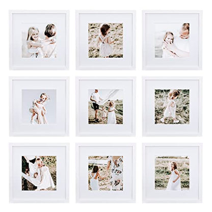 Sheffield Home 9 Piece Gallery Wall Frame Set, 12x12 Inch, White - color: White, size: 12x12 Inch