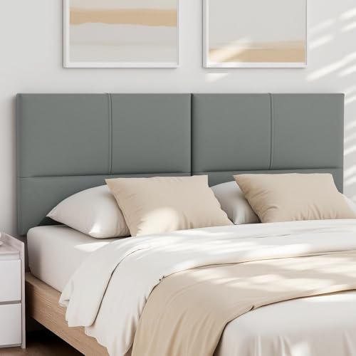 Upholstered Headboard Queen Size, Leather Head Board with Sturdy Metal Legs, Solid Wood Bed Headboard with Height Adjustable, Gray - color: Gray, size: Queen