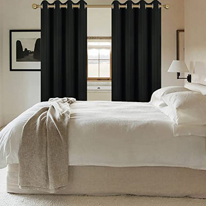 Diraysid Black Grommet Blackout Curtains for Bedroom Thermal Insulated Room Darkening Curtains Drapes, 52 x 72 inch, 2 Panels - color: Black, size: 52"W x 72"L (Pack of 2)