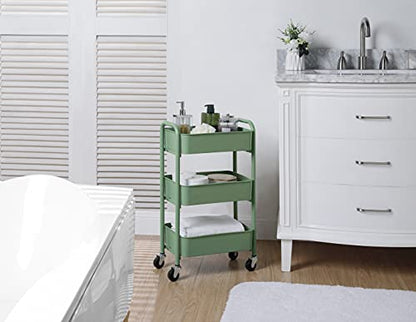 SunnyPoint 3-Tier Delicate Compact Rolling Metal Storage Organizer - Mobile Utility Cart Kitchen/Under Desk Cart with Caster Wheels - Turq (15.35" X 10.24" X 26.8"H) - color: Turq