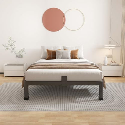 ROIL 10 Inch Twin Bed Frame Low Profile with Rounded Corner Mattress Baffle | Easy Assembly, Noise Free, 3500LBS Load Capacity, No Box Spring Needed, Heavy Duty Steel, No Box Spring Needed, Rubber Pads - size: Twin, style: 10 Inch
