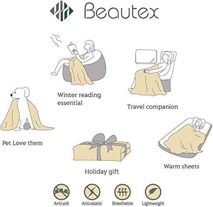 BEAUTEX Sherpa Fleece Twin Blankets Soft Fluffy Flannel Plush Cozy | Fuzzy Navy Cuddle Blanket for Couch, Bed, Sofa, Adults (60" x 80", Navy) - color: Navyblue, size: Twin-60"x80"