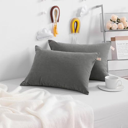 NTBAY Toddler Pillows, Set of 2, 13"x18", Dark Grey | Soft Microfiber Toddler Pillows with Down-Alternative Fill, 2 Pack 13 x 18 Inch Pillows for Beds, Daycare, and Travel - color: Dark Grey, size: 13"x18"