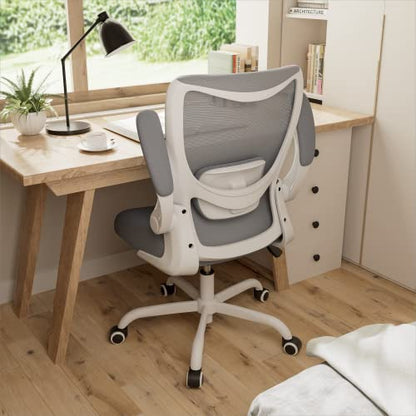Office Chair, Ergonomic Desk Chair with Adjustable Lumbar Support and Flip up Armrest, Breathable Mesh Computer Chair for Home Office, Gray - color: Grey
