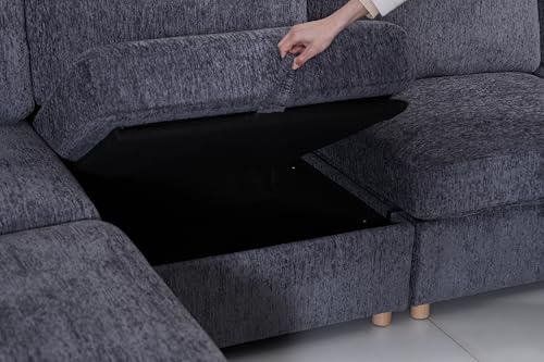 KEIKI Convertible Modular Loveseat Sofa with Storage Seats, Folding Fabric Sleeper Sectional Couch for Apartment Living Room, Compact 2 Seat Sofa with Washable Covers for Dorm, Guest Room - size: 2-Seater