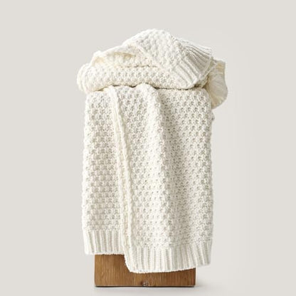 EVERGRACEHOME Chunky Chenille Knit Throw Blanket, 50 x 60, Bright White | Sculpted Moss Stitch, Chic Modern Farmhouse, All-Season Warmth, OEKO-TEX® Certified, Elegant Blanket for Couch, Bed, Sofa - color: Bright White, size: 50" X 60"