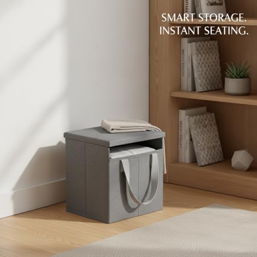Multipurpose Foldable Ottoman Cube, 9.8-Inch Hidden Storage Seat for Entryway and Living Room (1 Piece)