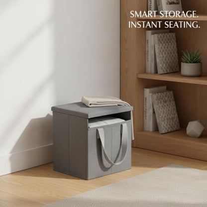 Multipurpose Foldable Ottoman Cube, 9.8-Inch Hidden Storage Seat for Entryway and Living Room (1 Piece)