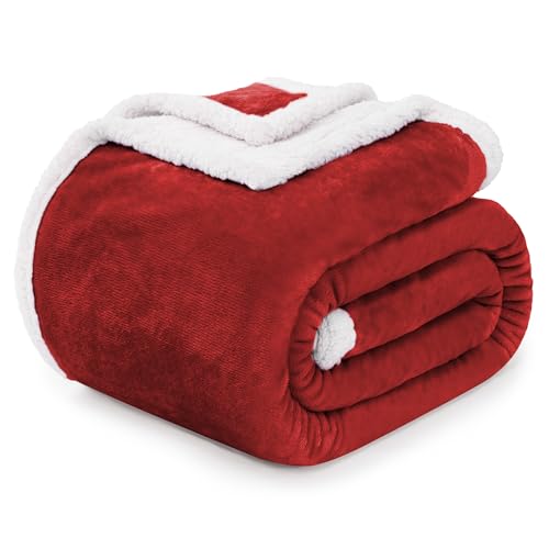 BEAUTEX Sherpa Fleece Throw Blankets Soft Fluffy Flannel Plush Cozy | Fuzzy Wine Cuddle Blanket for Couch, Bed, Sofa, Adults (50" x 60", Wine) - color: Wine, size: Throw-50"x60"