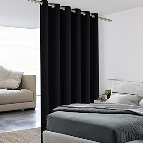 BONZER Room Divider Curtain Grommet Thermal Insulated Blackout Curtains | Wide Room Darkening Window Treatment Drapes for Bedroom Living Room, 84L x 70W Inch (7L x 5.8W ft), 1 Panel, Black - color: Black, size: 70"W x 84"L (Pack of 1)