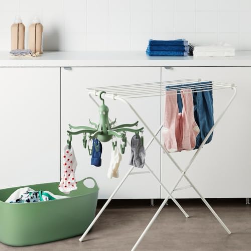 PRESSA 8-Claw Octopus Hanging Dryer 16 Clothes pegs, Easy to fold and Place -Turquoise (1, Green) - color: Green
