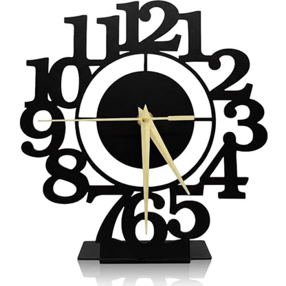Black Minimalist Metal Desk Analog Clock, Small Silent Non-Ticking Table Clocks for Home Office Living Room Bedroom Bedside Nightstand Shelf Mantel Corner, Unique Gift for Women Mom Girlfrend