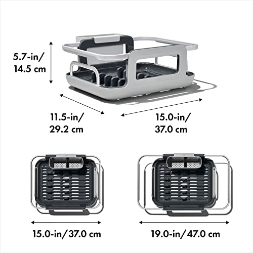 OXO Good Grips Extendable Over-The-Sink Aluminum Drying Dish Rack, One Size (Pack of 4) - size: One Size (Pack of 4)