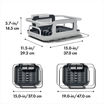 OXO Good Grips Extendable Over-The-Sink Aluminum Drying Dish Rack, One Size (Pack of 4) - size: One Size (Pack of 4)