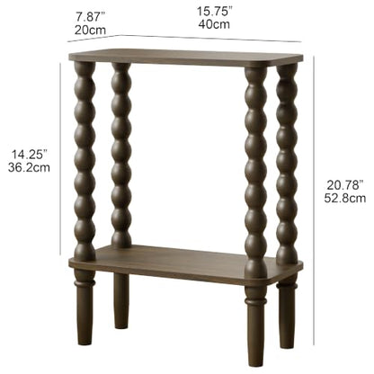 Veegle Narrow Side Table, Small End Table with Storage Shelf, 2-Tier Small Coffee Tables for Living Room, Bedroom, Narrow Spaces (Walnut Brown) - color: Walnut Brown-2 Tier Shelf
