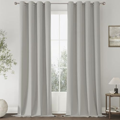 ChrisDowa Light Grey Blackout Curtains 102 Inches Long 2 Panels for Bedroom | Room Darkening,Light Blocking,Thermal Insulated,Faux Linen,Farmhouse,Grommet,Window Treatment,Drapes,Living Room,52x102 - color: Light Grey, size: 52"W x 102"L (Pack of 2)