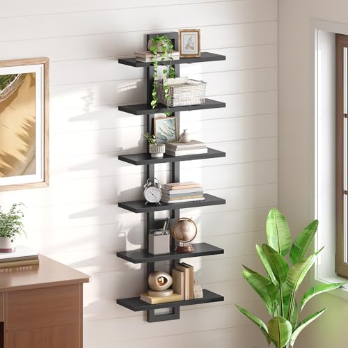 HOOBRO Floating Shelves, 15 Inch Wall Shelf Set of 3, Wall Mounted Storage Shelves 2-Tier, Hanging Bathroom Shelves, for Living Room, Bedroom, Bathroom, Kitchen, Black BK32BJP301 - color: Black