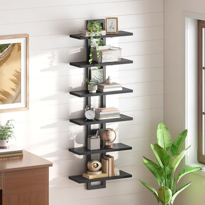 HOOBRO Floating Shelves, 15 Inch Wall Shelf Set of 3, Wall Mounted Storage Shelves 2-Tier, Hanging Bathroom Shelves, for Living Room, Bedroom, Bathroom, Kitchen, Black BK32BJP301 - color: Black