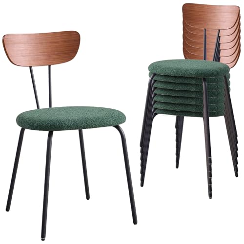Stackable Guest Chairs Set of 8, Upholstered Waiting Room Chairs with Metal Legs for Reception, Breakroom, School, Meeting, Office - color: Dark Green, size: Set of 8