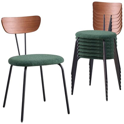 Stackable Guest Chairs Set of 8, Upholstered Waiting Room Chairs with Metal Legs for Reception, Breakroom, School, Meeting, Office - color: Dark Green, size: Set of 8