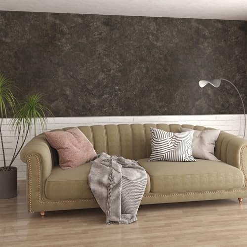 3yecao 31"×1181" Big Roll Large Size Wide Thick Dark Brown Tan Grey Concrete Wallpaper Peel and Stick Waterproof Taupe Charcoal Gray Concrete Cement Contact Paper Vinyl Tile Sticker for Bedroom Walls - color: Dark Brown Grey, size: 31" x 1181"