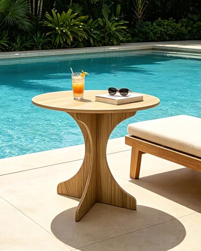 24In Walnut Round Side Table, Modern Minimalist Accent End Table with Curved Tripod Base, Compact Large Round Sofa Side Table, Easy Assembly Coffee Table for Living Room Bedroom Balcony - color: 24in-walnut