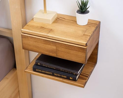 Floating Nightstand Side Accent or End Table with Storage Drawer, Wood Bedside Shelf, Handmade Floating Table (Cape Town) - color: Cape Town