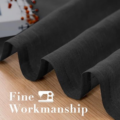 H.VERSAILTEX Linen Curtains Natural Blended Curtain Panels for Living Room/Light Reducing Linen Semi Sheer Curtains 54 inch Length 2 Panels Set Nickel Grommet Window Panels, 52" x 54", Black - color: Black, size: 52"W x 54"L (Pack of 2)