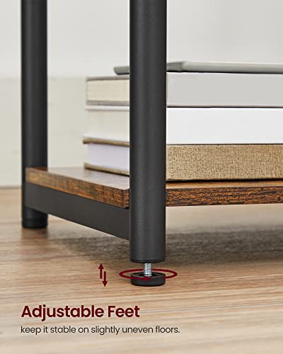 VASAGLE End Table with Charging Station, Small Side Table for Living Room, Bedroom, Nightstand with Outlets and USB Ports, Bedside Table with Storage Shelf, Rustic Brown and Black | End Table for Living Room, Bedroom, Nightstand with Storage Shelf, Rustic