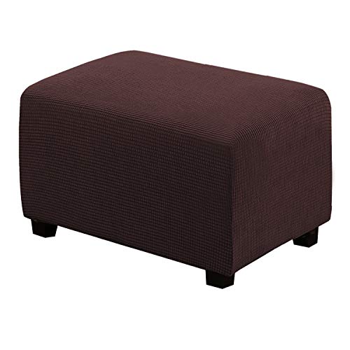 H.VERSAILTEX Ottoman Cover Slipcover Rectangle Fit Length 29'-34' Footrest Sofa Slipcovers Stool Cover Footstool Protector Covers Feature Stretch Thick Soft Jacquard Fabric Washable - Chocolate - color: Chocolate, size: Rectangle-Large