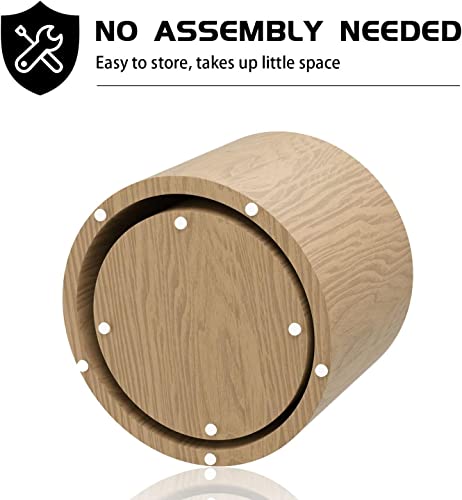 Nesting Coffee Table Set of 2, Modern Round Coffee Table with Non-Slip Feet, Oak Wooden Circle Accent Tables for Small Spaces Living Room Bedroom Balcony Office Drum Side Table - color: Oak
