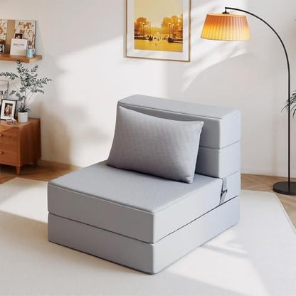 Folding Sofa Bed, Boneless Foldable Chair, Convertible Futon Sleeper Couch | Single Lazy Floor Lounger Sofa Couch for Small Spaces, Dorm, Guest Room, Living Room, Apartment, Grey - size: Single