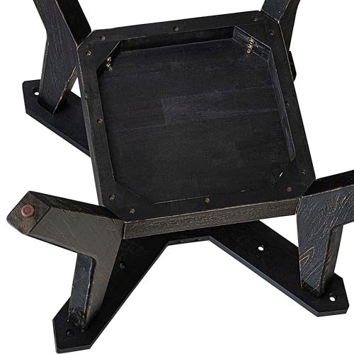 F58-11-TP - Kitchen Table with Acacia Wood Round Tabletop, Sand Blasted Black Finish - color: Sand Blasted Black, size: 54x54 Inch