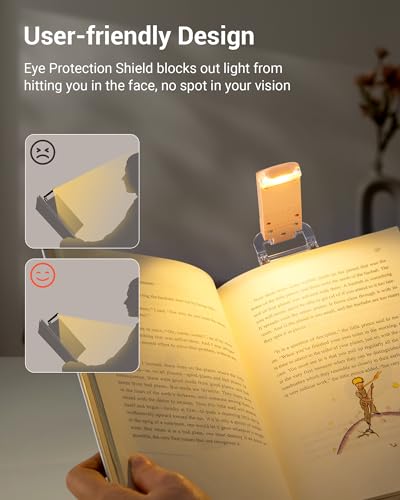 DEWENWILS USB Rechargeable Book Reading Light, Clip on Booklight Peach Fuzz | Flexible Lighting Angle, 2-Level Brightness, Warm White, Booklight for Kids, Book Lovers, Adults - color: Peach Fuzz