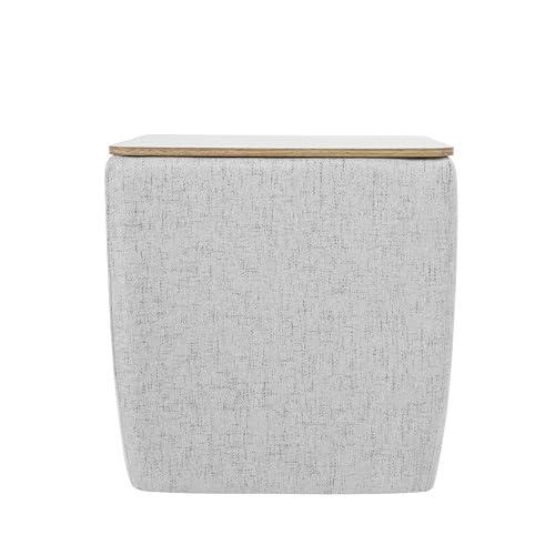 HomePop 19" Storage Ottoman with Wood Top - Gray Woven - color: Gray Woven