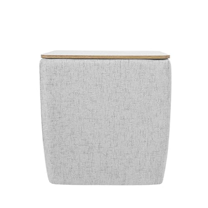 HomePop 19" Storage Ottoman with Wood Top - Gray Woven - color: Gray Woven