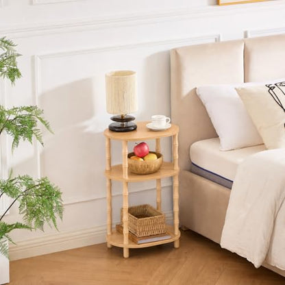 Side Table, 3-Tier Oval Accent Small End Table, Modern Oval Nightstand Accent Table for Small Space, Bedrooms, Living Room, Easy to Assemble, Natural - color: Natural, size: 15.7" x 11.6" x 24.4"