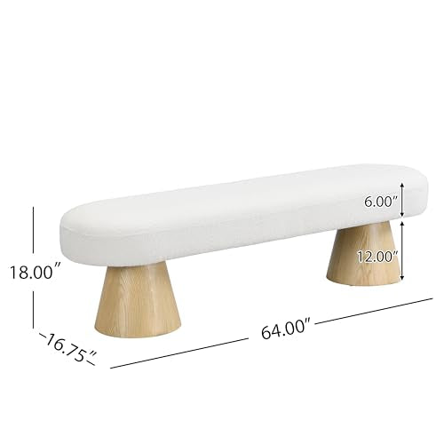 64" Upholstered Dining Bench Boucle Ottoman, End of Bed Entryway Benches, Modern Dining Bench Shoe Stool for Indoor Bedroom Living Dining Room 300 LBS Weight Capacity (64" Beige) - color: 64" Beige