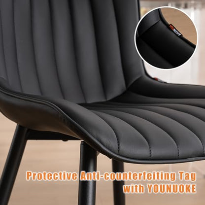YOUNUOKE Dining Chairs Set of 2 Mid-Century Modern Kitchen Chair Black | Faux leather upholstered with Back, fits dining living waiting room guest reception. Waterproof easy to clean assemble, 300lb - color: Black