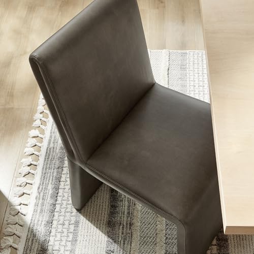 Modway Emory Faux Leather Dining Side Chair in Mushroom - Single Armless Slipper Chair - Padded Vegan Leather Accent for Dining Room, Kitchen - color: Mushroom