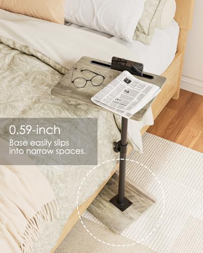 Masupu Sofa Arm Tray Table - 360° Swivel Height Adjustable End Table, Small Snack Side Table for Couch, C Shaped Table for Bed, Chair or TV Tray Table(Greige) - color: Greige