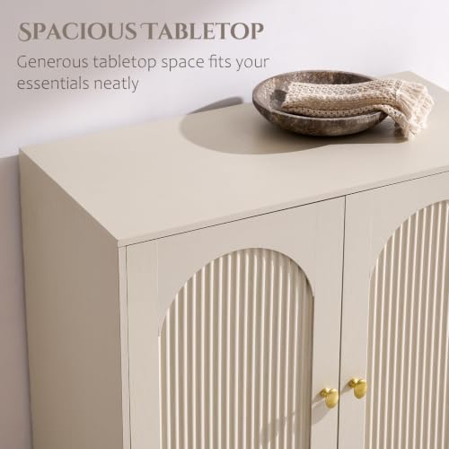 IFBUY 92.63" W Mid Century Modern TV Stands for Living Room, Cream - color: Cream, size: 15.75"D x 92.63"W x 34"H