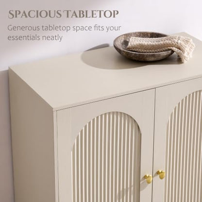 IFBUY 92.63" W Mid Century Modern TV Stands for Living Room, Cream - color: Cream, size: 15.75"D x 92.63"W x 34"H