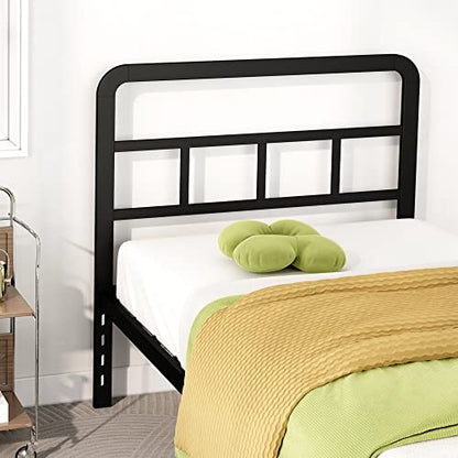 DiaOutro Twin Bed Frame with Headboard 14 Inch Metal Platform, Black | Heavy Duty Bed For Kids Adults, Steel Slat Supports No Box Spring Needed, Easy Assembly, Noise Free - size: Twin, style: 14 Inch