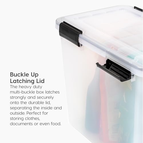 IRIS USA WeatherPro File Box Organizer, Letter/Legal, 32 Qt. Clear | Protect files and paperwork with a durable design featuring secure closure and convenient organization - style: WeatherPro - 1 Pack