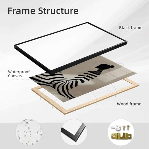 Framed Abstract Silhouette Woman Poster Canvas Print Art Modern Minimalist Aesthetic Painting Pictures Wall Art Elegant Stunning Wall Decor for Living Room Bedroom Home Decoration Apartment (Black frame,8'LX 12'W) - size: 8'LX 12'W