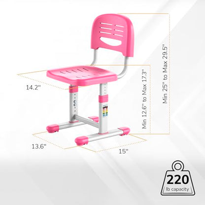 Mount-It! Kids Desk and Chair Set, Height Adjustable Sturdy, Girl Desk, Child Study Desk and Chair Set for Boys, Table for Art, Home School, Drafting, Ergonomic with Storage Drawer, Pink - color: Pink