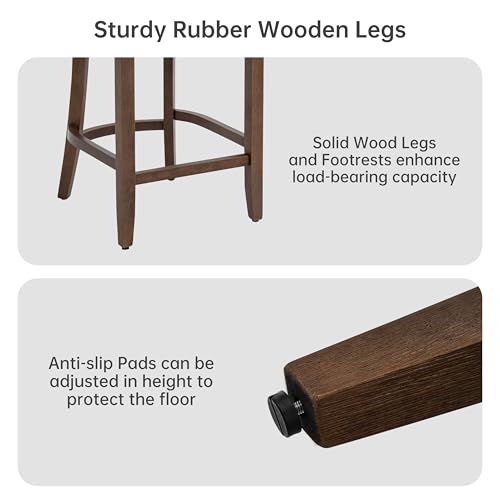 VKNOW Bar Stools Set of 4, 26" Fabric Counter Height Bar Stools, Beige | Modern Upholstered Counter Stools with Rubberwood Legs for Kitchen Island Dining Room Bar - color: Beige, size: Set of 4