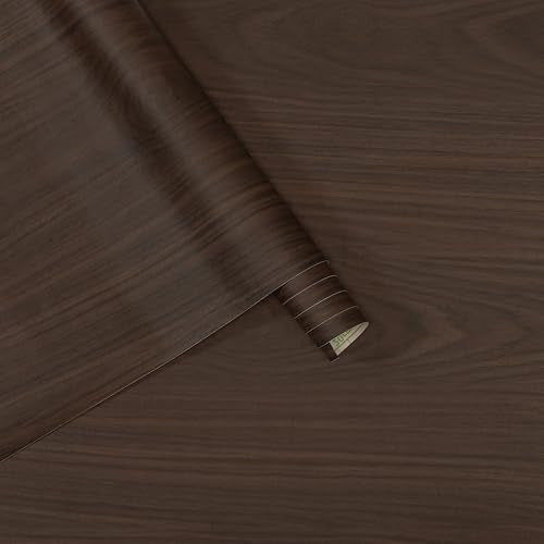 Extra Wide Walnut Contact Paper Wood Vinyl Wrap Dark Wood Grain Wallpaper | 48x118in Peel and Stick Countertops Matte Self-adhesive Waterproof Counter Top Covers Wall Paper for Cabinets and Drawers - color: Brown, size: 48"W x 118"L